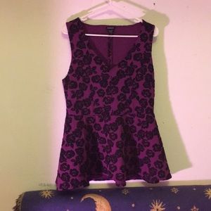 Purple Rose Peplum Top